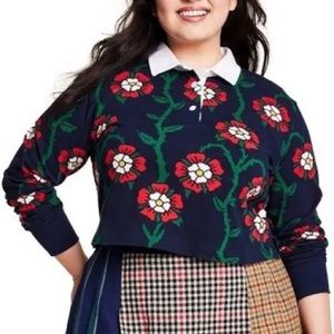 PLUS SIZE ROSE PRINT COLLARED LONG SLEEVE RUGBY SHIRT - ROWING BLAZERS X TARGET